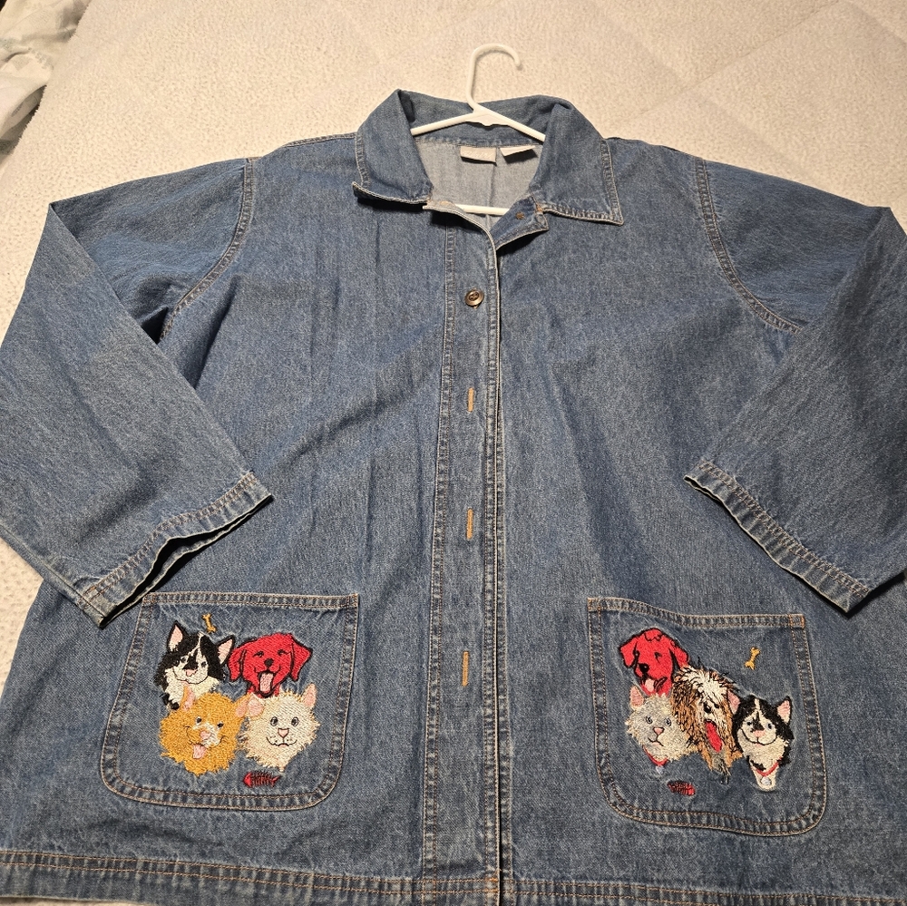 Blair Blue Denim Jacket Xl Puppies On Pockets